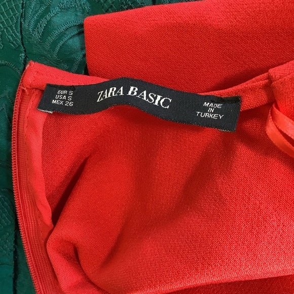 Zara Basics Red Belted Dress Size Small - Picture 6 of 13